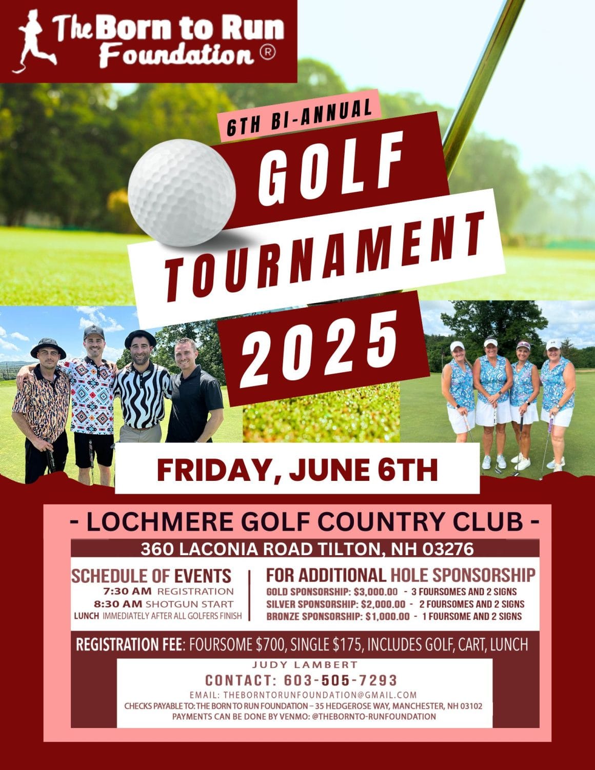 2025 Lochmere Golf Country Club Maroon Annual Golf Tournament Flyer (1) The Born To Run Foundation 6th Bi Annual Golf Tournament 2025